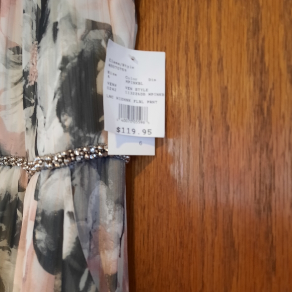 SLNY Floral Halter Dress - Black, White, Pink - Picture 4 of 5